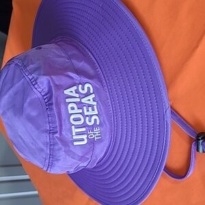 Utopia Of The Seas Embroided Purple Royal Caribbean Sun Bucket Hat Looks New!